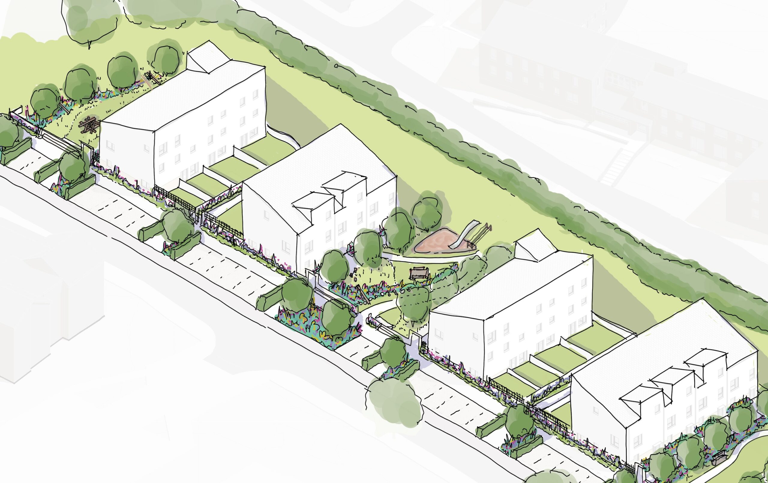 West Thomson St – Axo 1 Sketch by RaeburnFarquharBowen